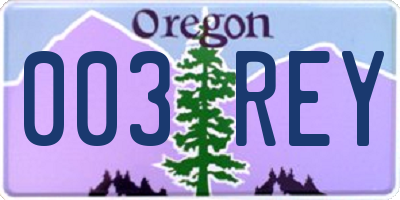 OR license plate 003REY