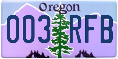 OR license plate 003RFB