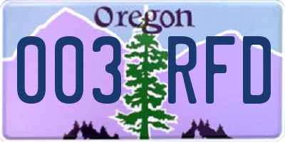 OR license plate 003RFD