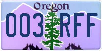 OR license plate 003RFF