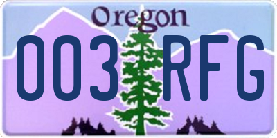 OR license plate 003RFG