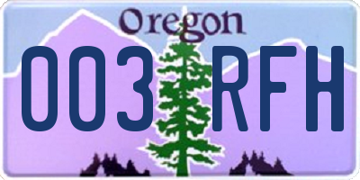 OR license plate 003RFH