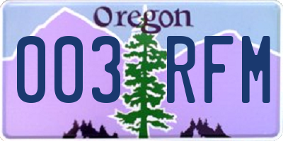 OR license plate 003RFM