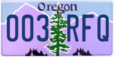 OR license plate 003RFQ