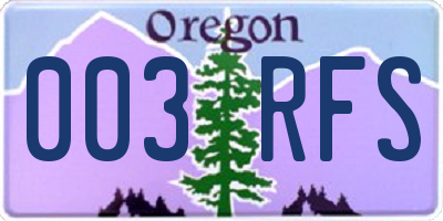 OR license plate 003RFS