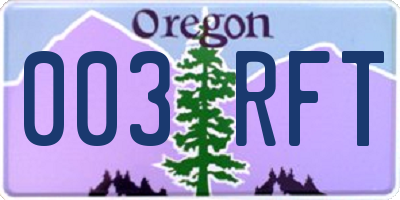 OR license plate 003RFT