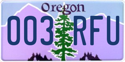OR license plate 003RFU