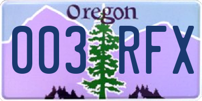 OR license plate 003RFX