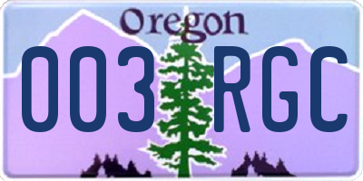 OR license plate 003RGC