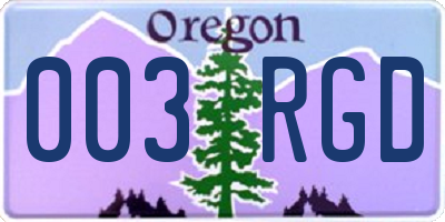 OR license plate 003RGD