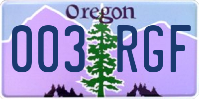 OR license plate 003RGF