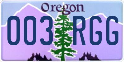 OR license plate 003RGG