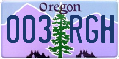 OR license plate 003RGH