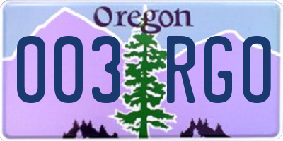 OR license plate 003RGO