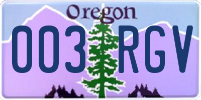 OR license plate 003RGV