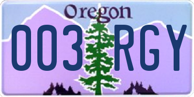 OR license plate 003RGY