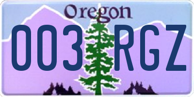 OR license plate 003RGZ
