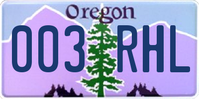 OR license plate 003RHL