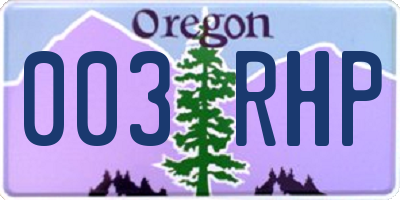 OR license plate 003RHP