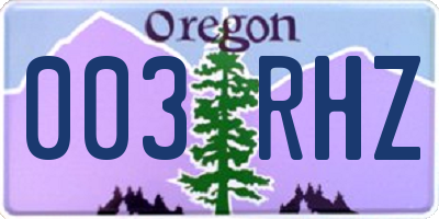 OR license plate 003RHZ