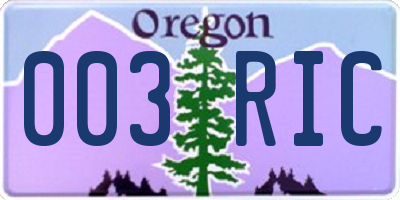 OR license plate 003RIC