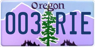 OR license plate 003RIE