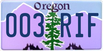 OR license plate 003RIF