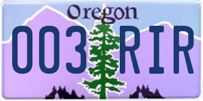 OR license plate 003RIR