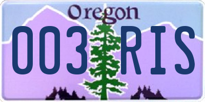 OR license plate 003RIS
