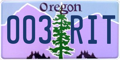 OR license plate 003RIT