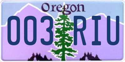 OR license plate 003RIU