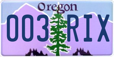 OR license plate 003RIX