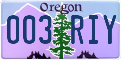OR license plate 003RIY