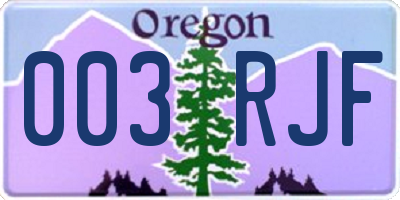 OR license plate 003RJF