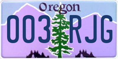 OR license plate 003RJG