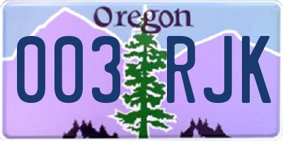 OR license plate 003RJK