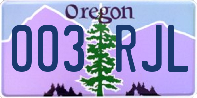 OR license plate 003RJL