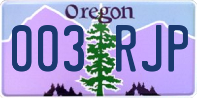 OR license plate 003RJP