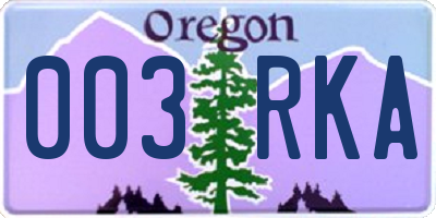 OR license plate 003RKA