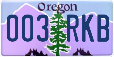 OR license plate 003RKB