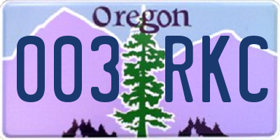 OR license plate 003RKC