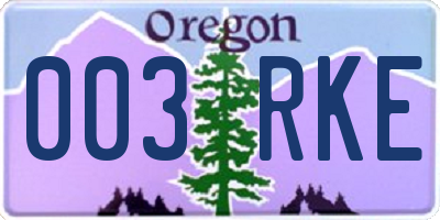 OR license plate 003RKE