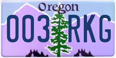OR license plate 003RKG