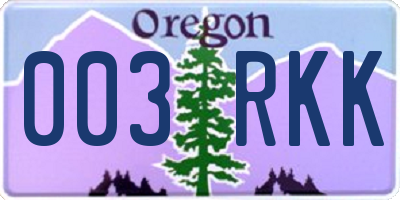 OR license plate 003RKK