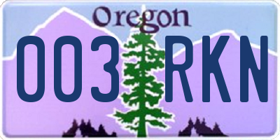 OR license plate 003RKN