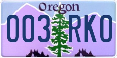 OR license plate 003RKO