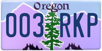 OR license plate 003RKP
