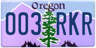 OR license plate 003RKR