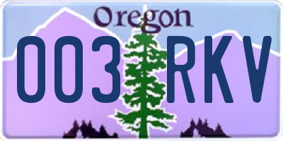 OR license plate 003RKV