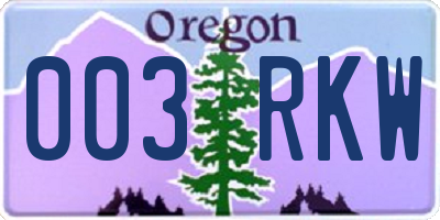 OR license plate 003RKW